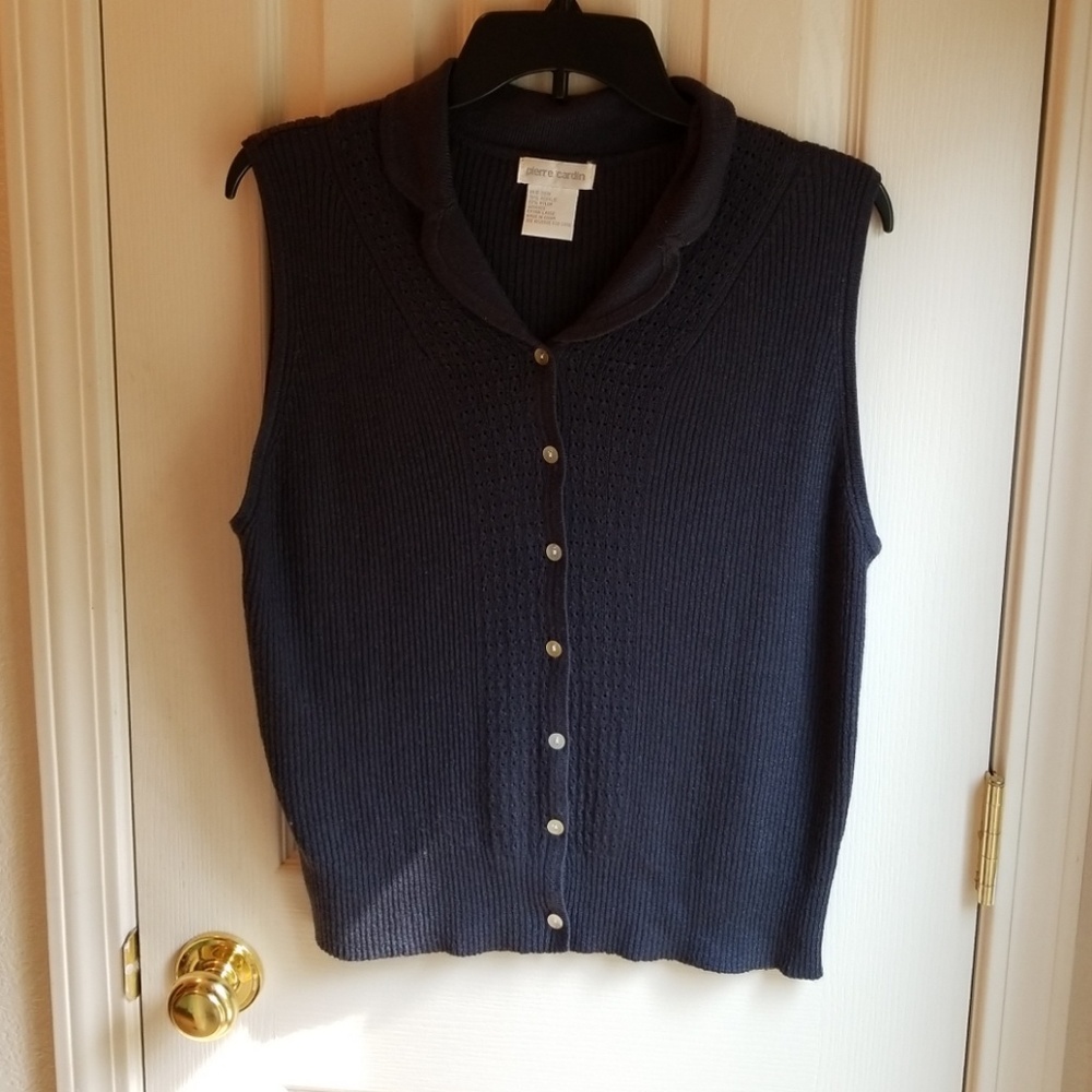 PIERRE CARDIN SLEEVELESS KNIT BLOUSE SZ XL